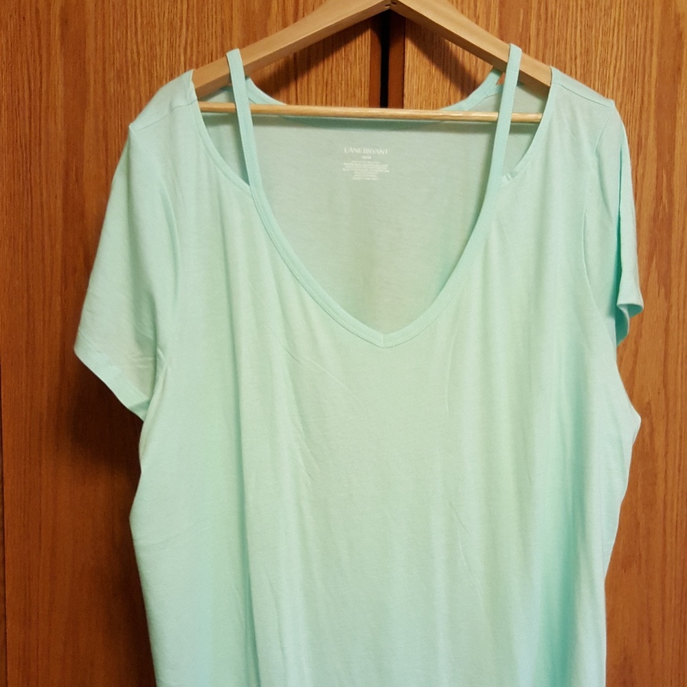 Lane Bryant Aqua Cold Shoulder Tee 26/28